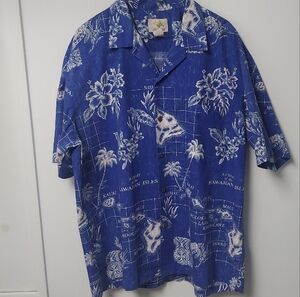 Tropical Blue Hawaiian Shirt XL made In Hawaii